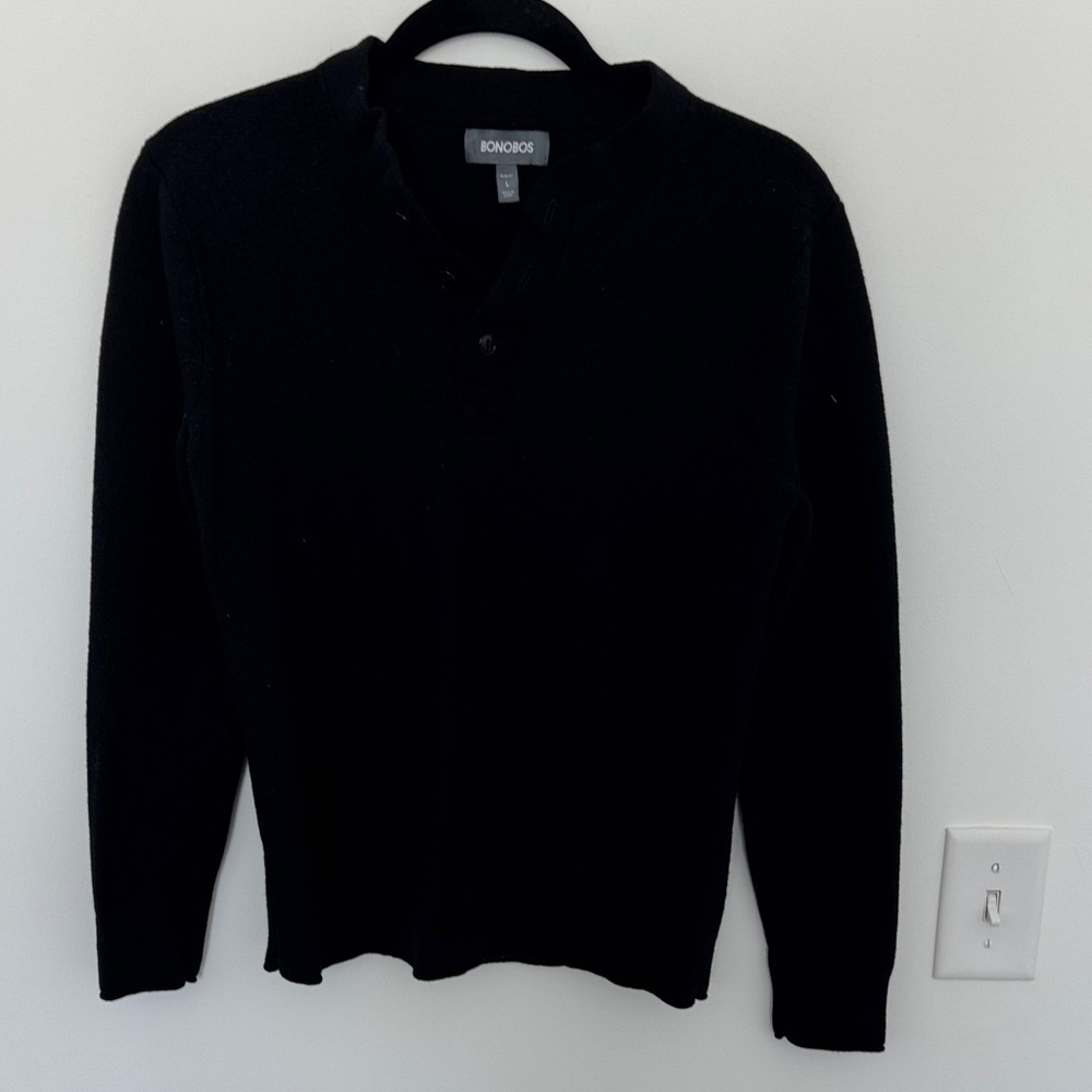Bonobos Men's 100% Extra Fine Merino Wool Classic Black Sweater - Size S? - Picture 1 of 5